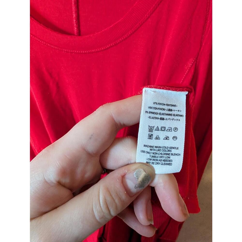 FREE PEOPLE red long sleeve scoop neck tunic top sz L - Picture 5 of 6
